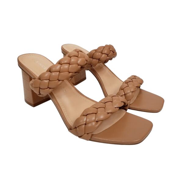 Sincerely Jules Iris Braided Woven 2 Strap Block Heel Square Toes Sandals Size 8 - Picture 1 of 7